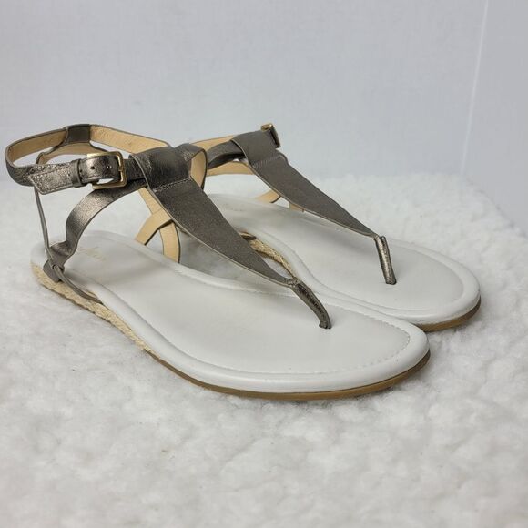 Cole Haan Grove Women's Size 9 B Thong Sandal Gunsmoke Leather N6357 - Picture 1 of 8